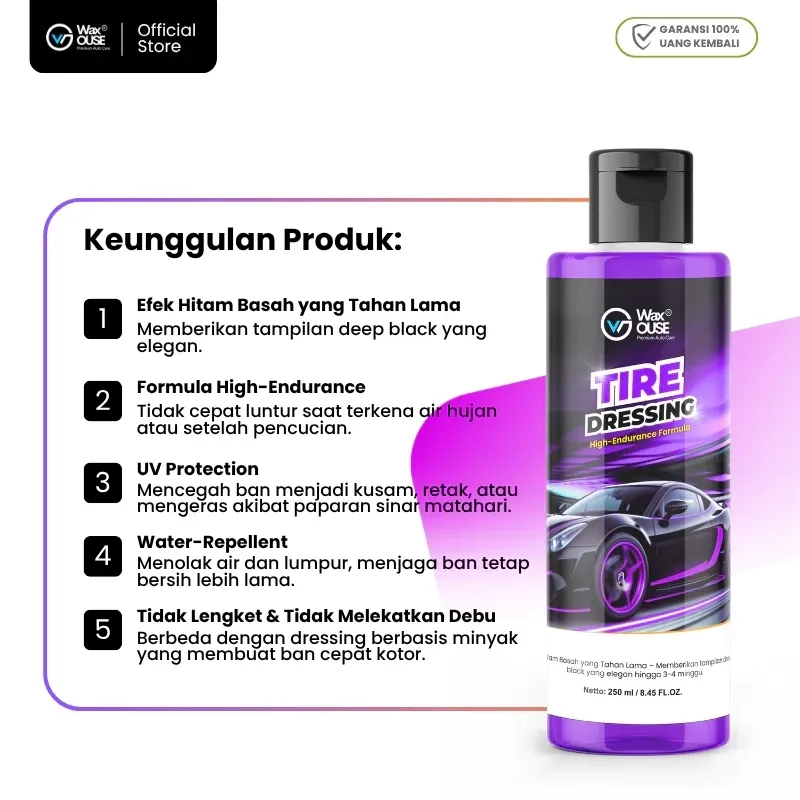 Waxouse Tire Dressing Pengkilap Ban Tahan Lama dengan Perlindungan Maksimal