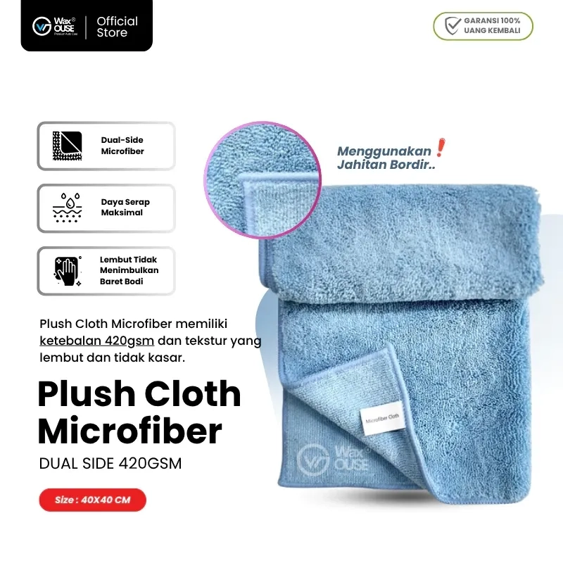 Waxouse Microfiber Plush Cloth 420gsm 40x40 cm Lap Detailing Premium Super Lembut Anti Gores