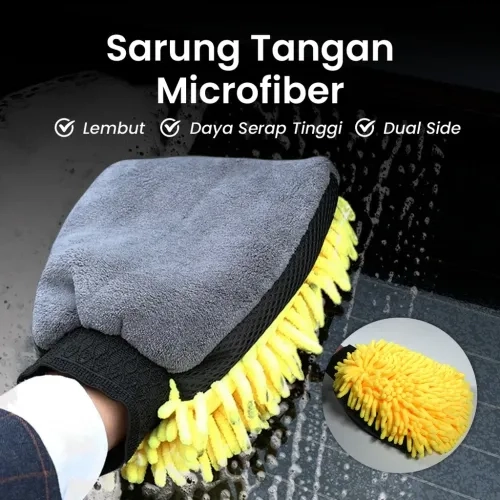 Sarung Tangan Lap Mobil Microfiber Wool Dual Side Car Wash Glove