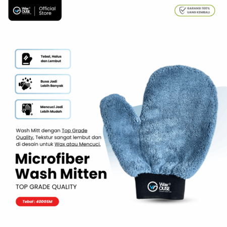 Waxouse Microfiber Wash Mitten Top Grade Quality 400gsm - Sarung Cuci Mobil Premium, Anti-Gores, Lembut, Nyaman